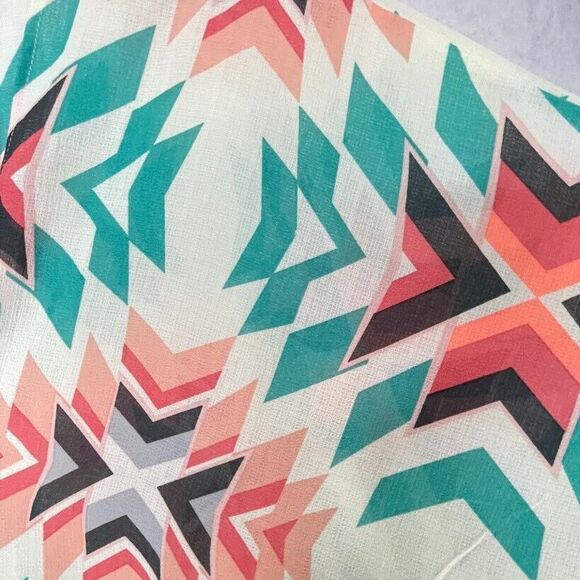 Kimono Cardigan Womens Size S/M Aztec Ivory Open Boxy Fringe Bohemian Cover Up - Picture 4 of 13